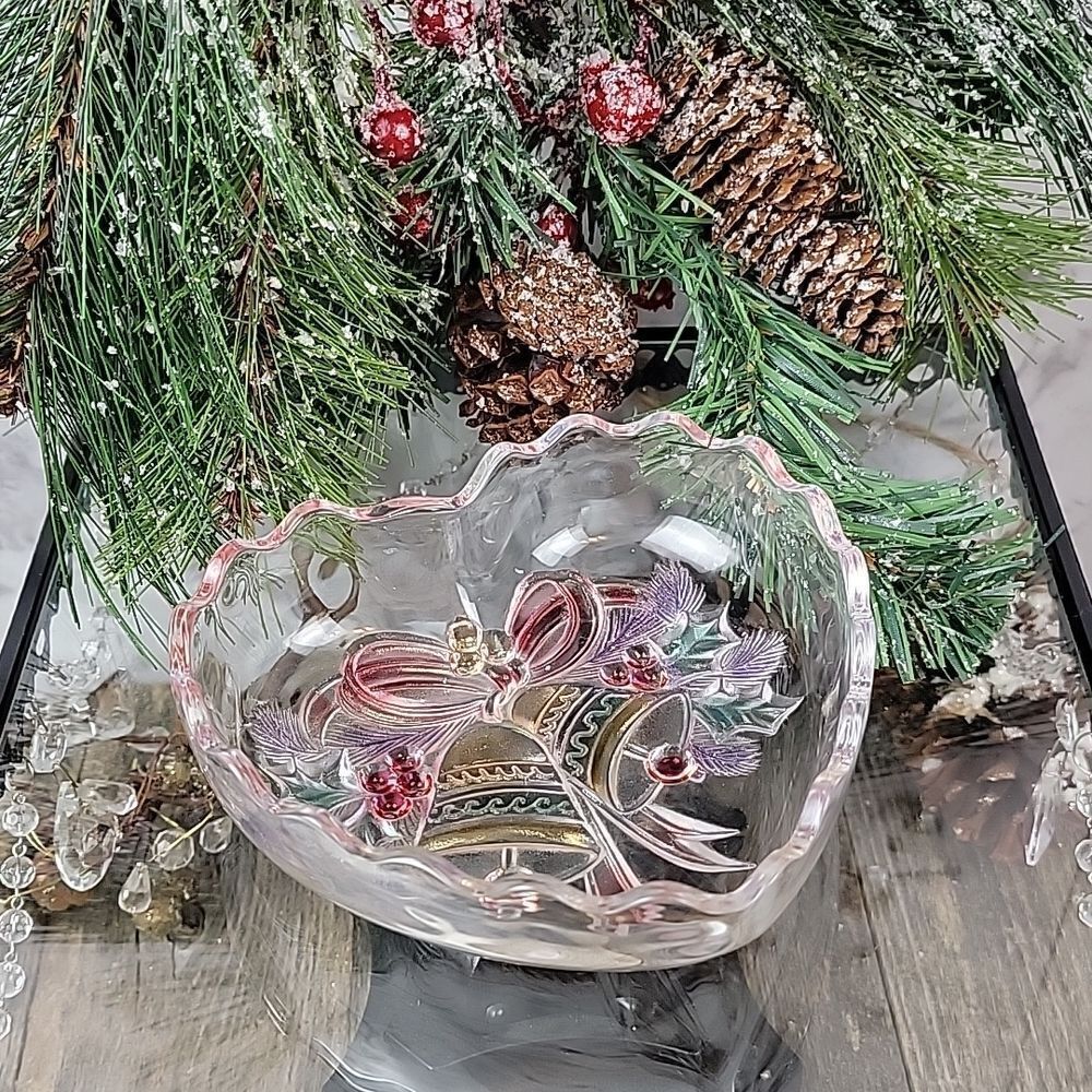 Vintage Mikasa glass heart candy dish